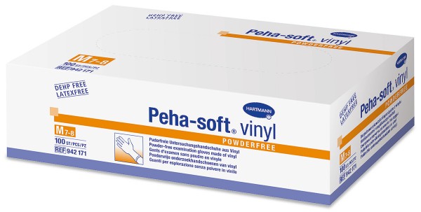 Peha-soft vinyl powderfree Einmalhandschuhe.