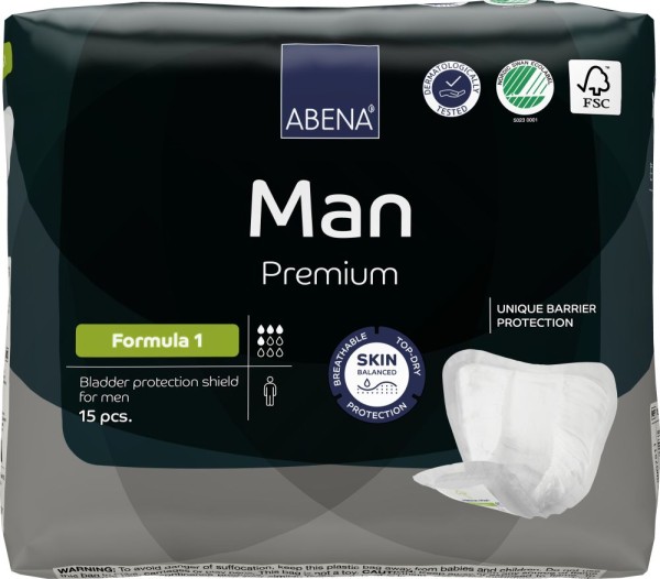 Abena Man Formula 1, Premium - Einlagen für Männer bei Inkontinenz.