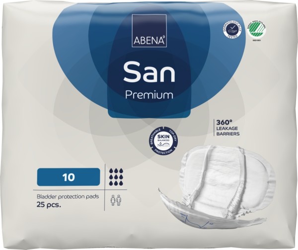 Abena San Premium Nr. 10 - saugstarke Inkontinenzvorlagen bei Blasenschwäche.