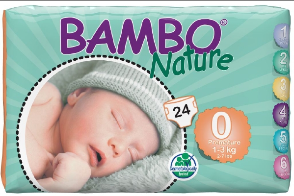 Abena Babywindeln Bambo Premature 0 - (1-3 Kg). Saugstarke Babywindeln.