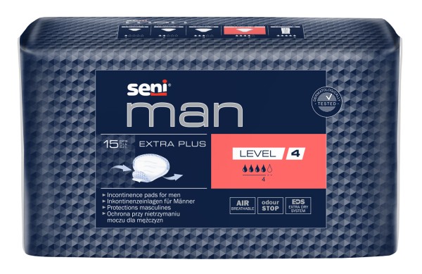 Seni Man Extra Plus, Level 4 - Inkontinenzeinlagen bei Blasenschwäche von Männern.