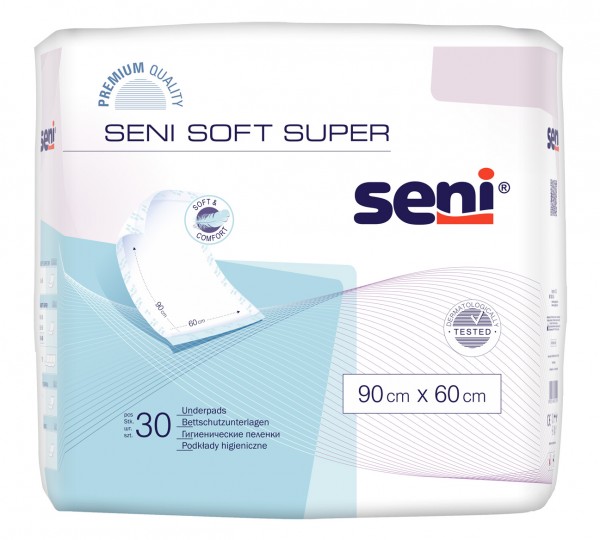 Seni Soft Super 90x60 cm Bettschutzunterlagen - saugende Krankenunterlagen.
