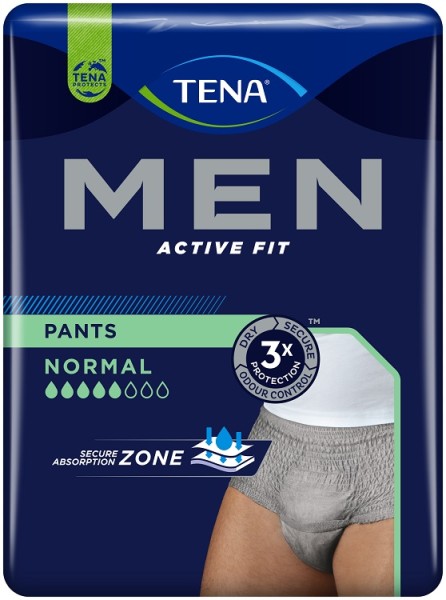 Tena Men Active Fit Pants Normal grau - Gr. L/XL - Inkontinenz-Pants für Männer bei Blasenschwäche.