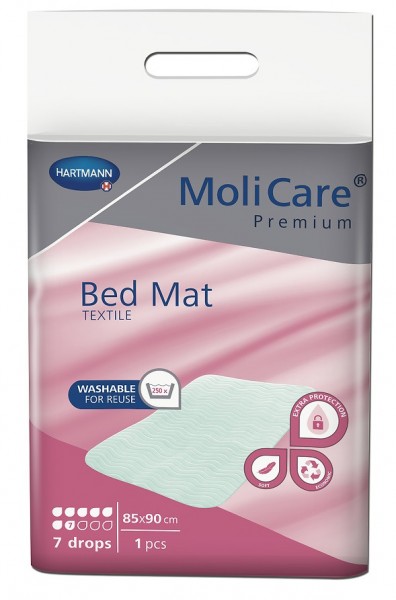 MoliCare® Premium Bed Mat Textile 7 Tropfen - 85 x 90 cm - waschbare Krankenunterlage.