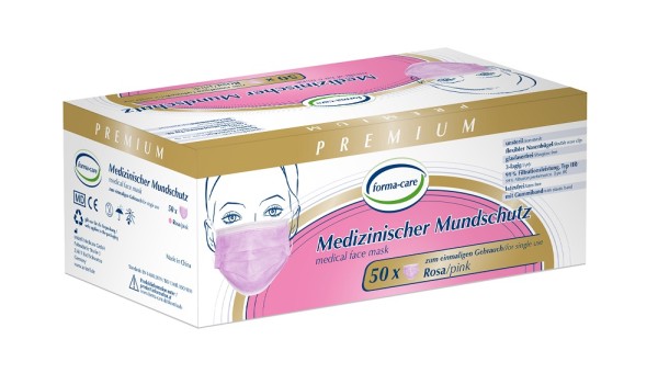 FormaCare Mundschutz mit Gummiband, 3-lagig, rosa PZN 17974982 - Mund-Nasenschutz, Atemschutzmasken, FFP2