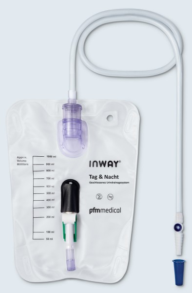 pfm medical INWAY Tag & Nacht Beinbeutel, 1000 ml, steril - Urin-Beinbeutel - Urin-Bettbeutel.