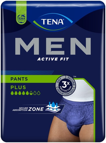 Tena Men Active Fit Pants Plus blau - Gr. S/M - Einwegunterwäsche für Männer bei mittlerem bis stark.