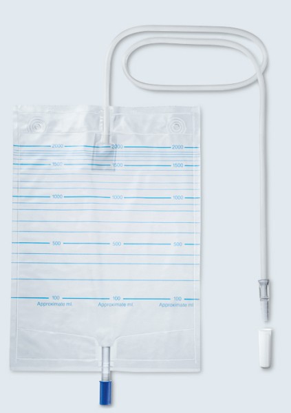 pfm medical CareLine Bettbeutel, 90 cm, 2000 ml, steril. Urin-Nachtbeutel - Urin-Bettbeutel.