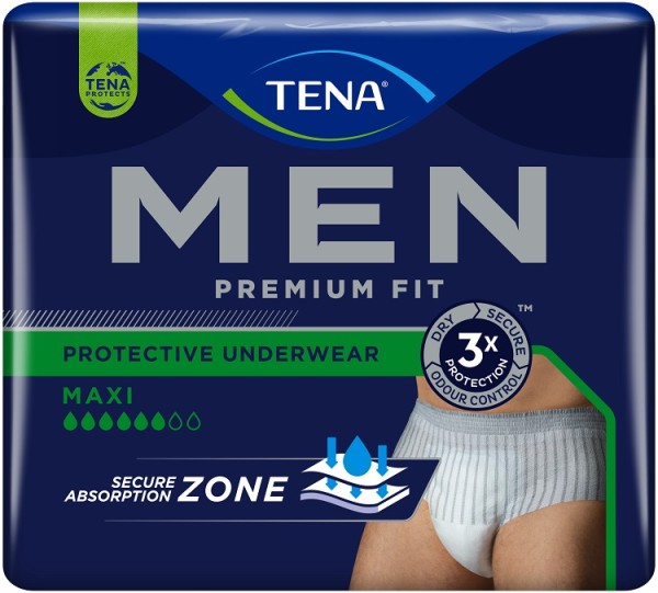 Tena Men Premium Fit Pants Maxi L/XL Einwegunterwäsche für Männer bei starkem Harnverlust und Blasenschwäche.