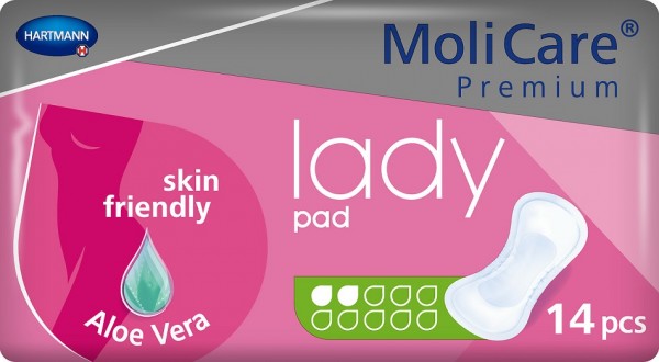 MoliCare Premium lady pad 2 Tropfen - anatomische Inkontinenzeinlagen.