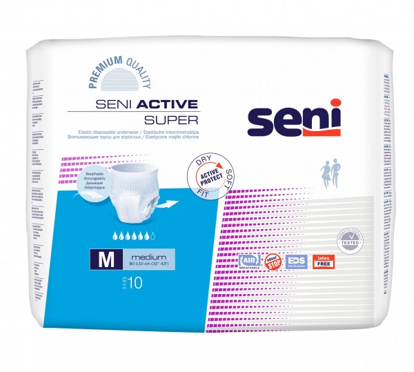 Seni Active Super Medium - Inkontinenzslips bei mittlerer bis schwerer Inkontinenz & Blasenschwäche.