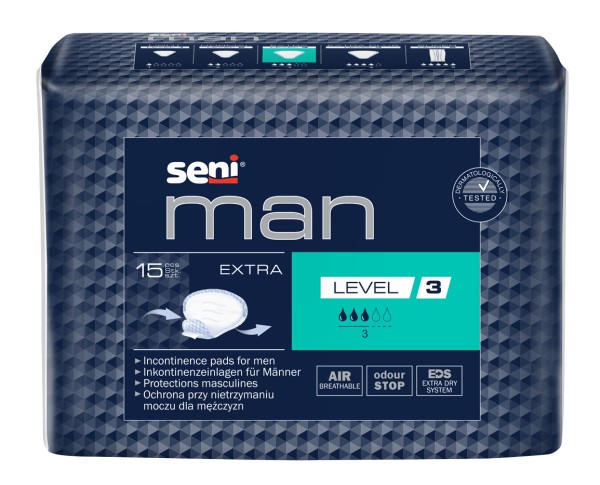 Seni Man Extra, Level 3 - Inkontinenzeinlagen bei Blasenschwäche von Männern.