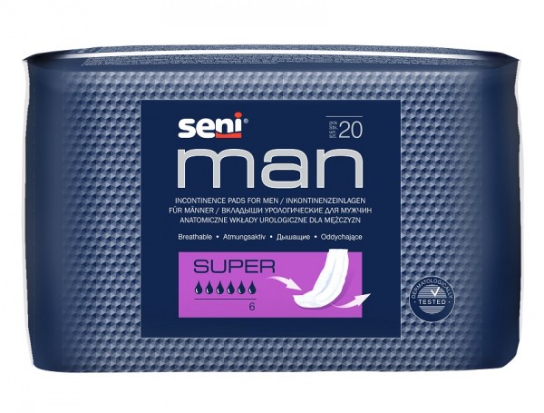 Seni Man Super - Inkontinenzeinlagen bei Blasenschwäche von Männern.
