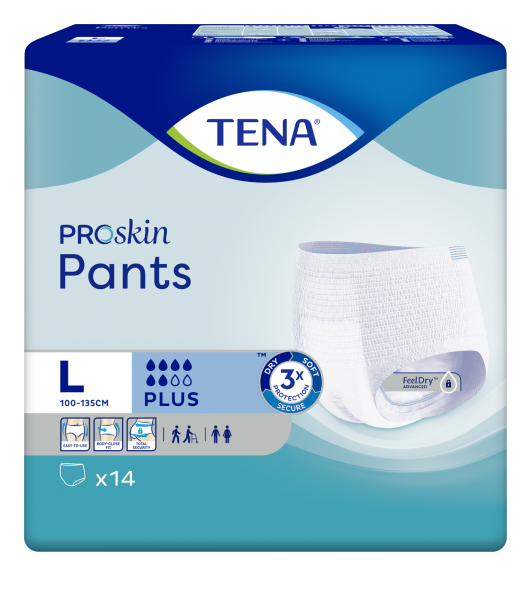 TENA Pants Plus Large - Inkontinenzwindelhosen und Inkontinenzunterhosen. Essity Germany GmbH.
