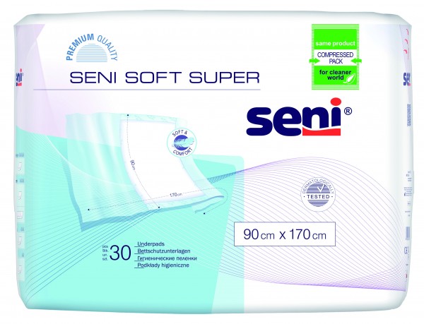 Seni Soft Super Bettschutzunterlagen 90x170 cm mit Seitenflügeln.