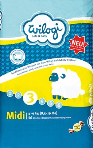 WILOGI Midi Kinder-Windeln - Größe 3 - (4-9 kg) - WILOGIS Kinderwindeln & Babywindeln.