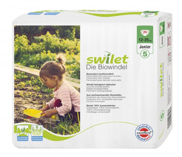 Rogges Wilogis Bio Babywindeln - Swilet Gr. 5 - Junior (12-25 Kg). Naturbelassene Bio-Babywindel.